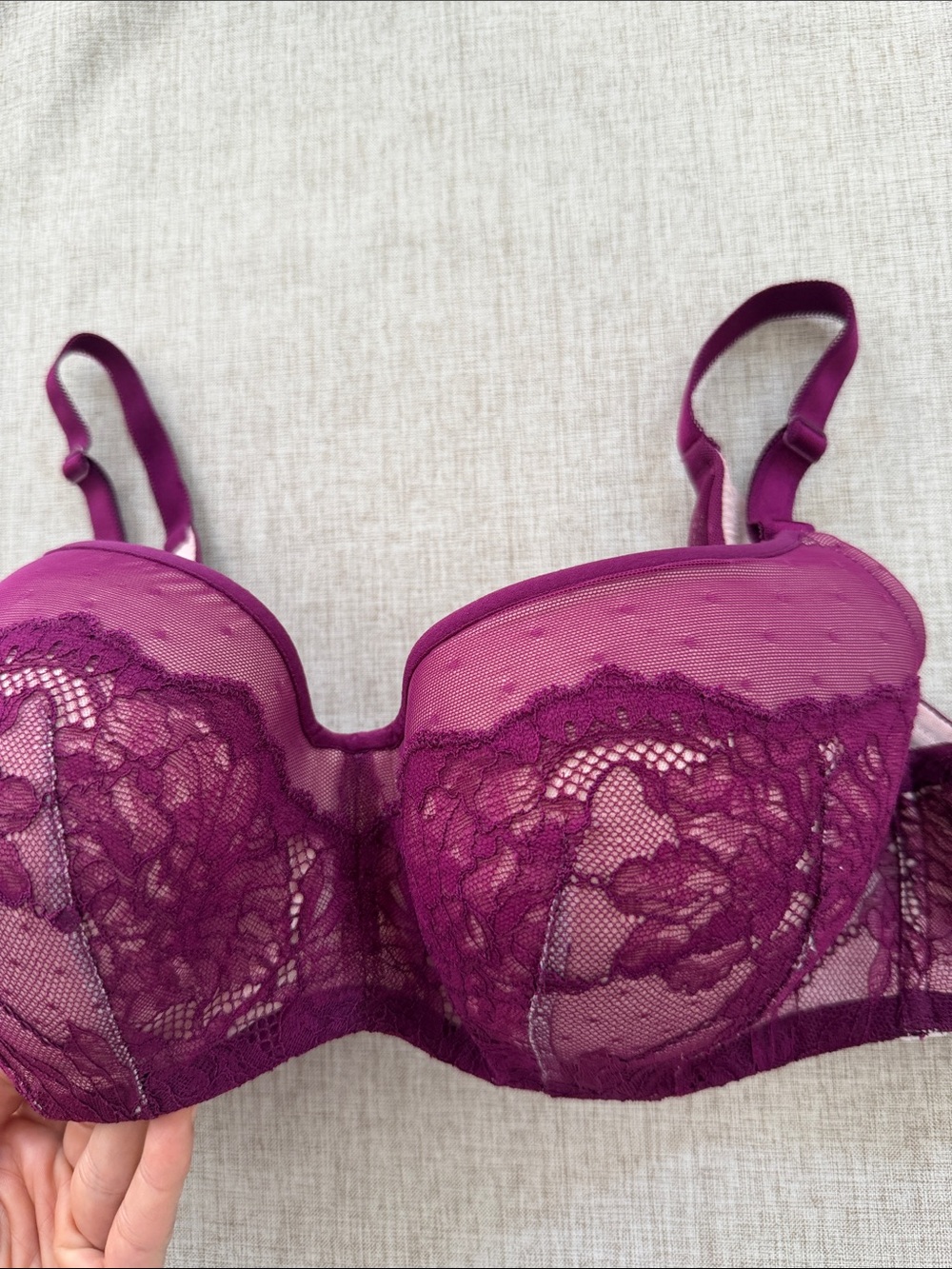 Torrid Full-Coverage‎ Balconette Bra Lightly Lined Dot Lace Size 42B - Picture 3 of 8